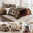 thumbnail image 6 of Quilts Queen Size Bedding Set, Lodge Bear Cabin Lightweight Quilted Comforter, Vintage Brown Buffalo Plaid Boho Soft Reversible Bedspread Coverlet with Pillow Covers for All Season, 90" x 96", 6 of 9