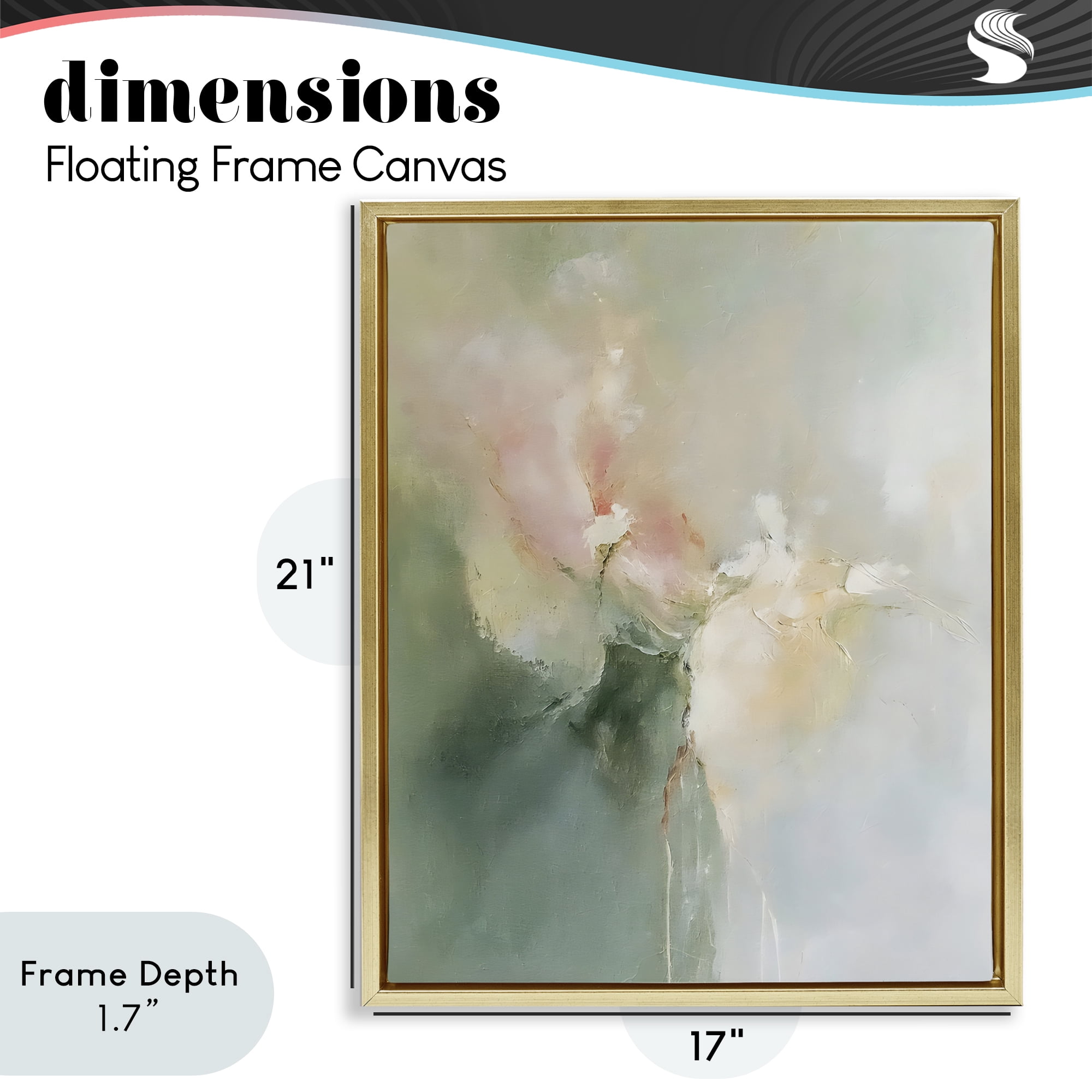 Stupell Industries Ethereal Brushwork Abstraction Gold Framed Floater Canvas Wall Art, design by Riley B