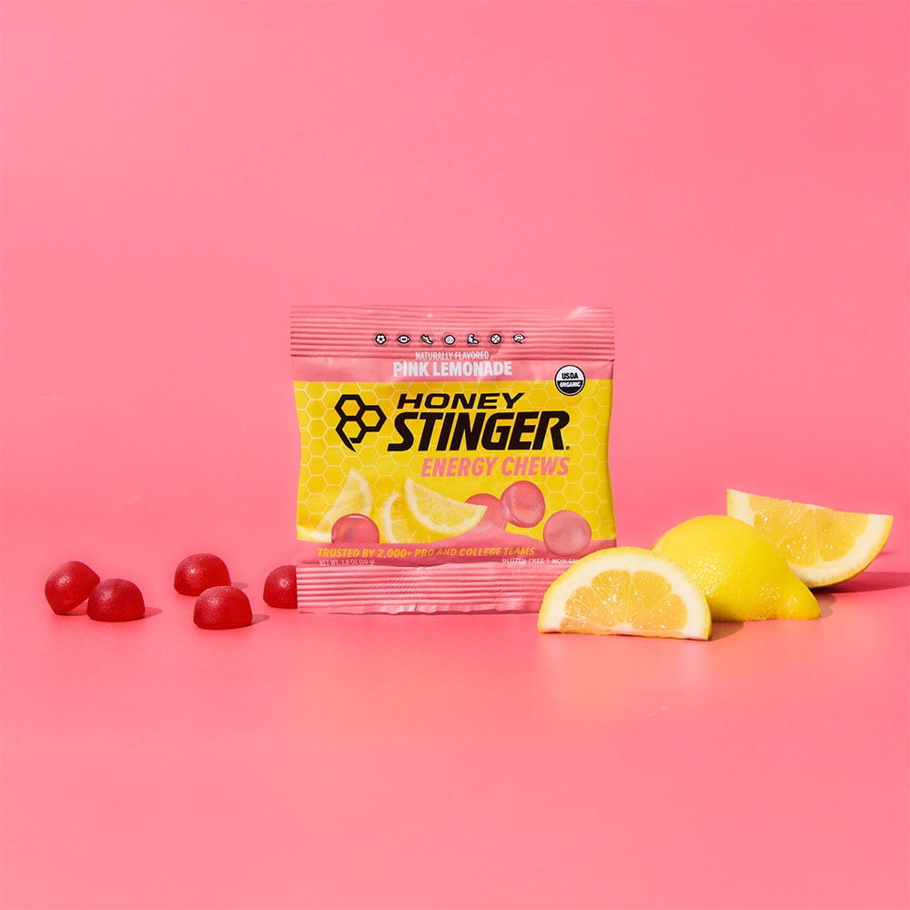 Honey Stinger Organic Gluten-Free Energy Chews, Pink Lemonade, 1.8 oz, 12 Count Box