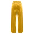thumbnail image 6 of Women's Soft Velour Wide Leg Pants Drawstring Elastic Waist Loose Palazzo Trousers with Pockets Casual Party Loungewear Trousers Yellow, 6 of 9