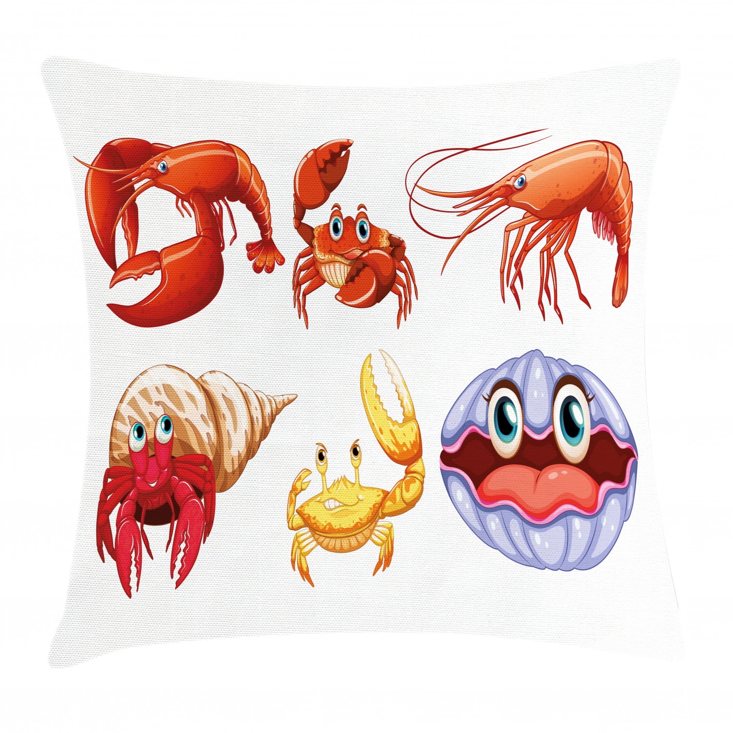 Ocean Crabs Throw Pillow Cases Cushion Covers by Ambesonne Home Decor 8 Sizes 