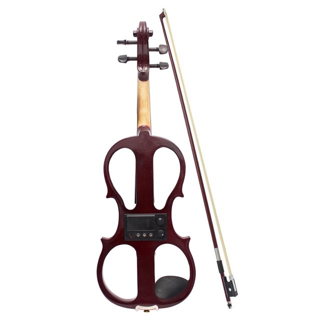 4/4 Wood Maple Electric Violin Fiddle Stringed Instrument with Ebony Fittings Cable Headphone Case for Music Lovers Beginners