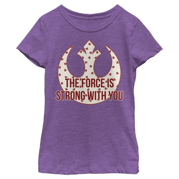 Girl's Star Wars The Force Is Strong Valentine Rebel Logo Graphic Tee Purple Berry X Large