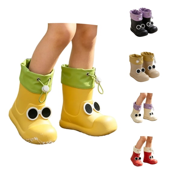 HAYIMI Cartoon Rainboots Waterproof Round Toe Baby Rain Boots Boys Girls with Adjustable Drawstring Soft Sole Lightweight Outdoor Rain Boots Toddlers Fashionable Shoes