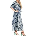 thumbnail image 2 of LA LEELA Women's Summer Batik Caftan Long Loungewear Dashiki House Dress with Pockets Sleepwear for Women Nightgown plus Size 1X-2X Navy, Footwear, 2 of 5