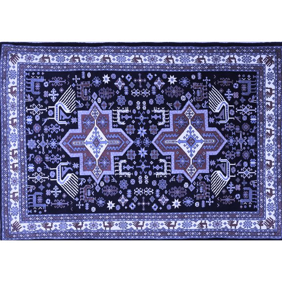 Ahgly Company Indoor Rectangle Persian Blue Traditional Area Rugs, 5' x 7'
