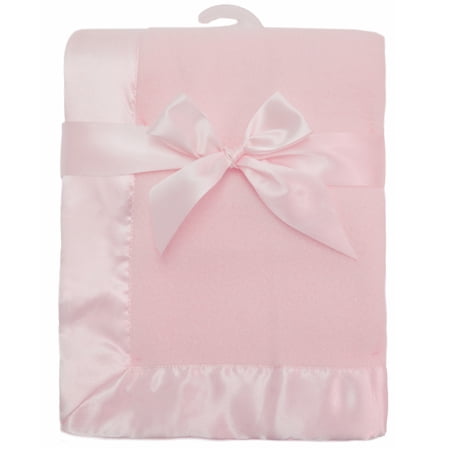 American Baby Company Fleece Blanket with Silk-Like Satin Trim Soft Warm & Cozy Pink 30 x 40 for Boys and Girls Perfect for Baby Carrier Stroller Travel and Gifting