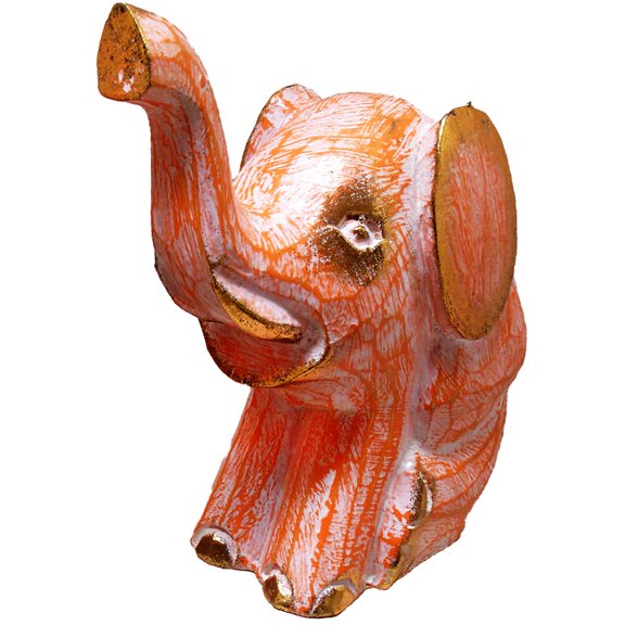 Contemporary Home Living 6" Handcrafted Orange Sitting Elephant Statue