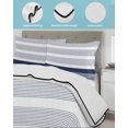 thumbnail image 4 of Navy Blue Stripe Twin Size Down Alternative Comforter, Lightweight Comforter Quilt Bedding Set with Pillow Shams Modern Rustic Horizontal Blue Striped All Seasons Bed Comforter Duvet Insert 68"x86", 4 of 7