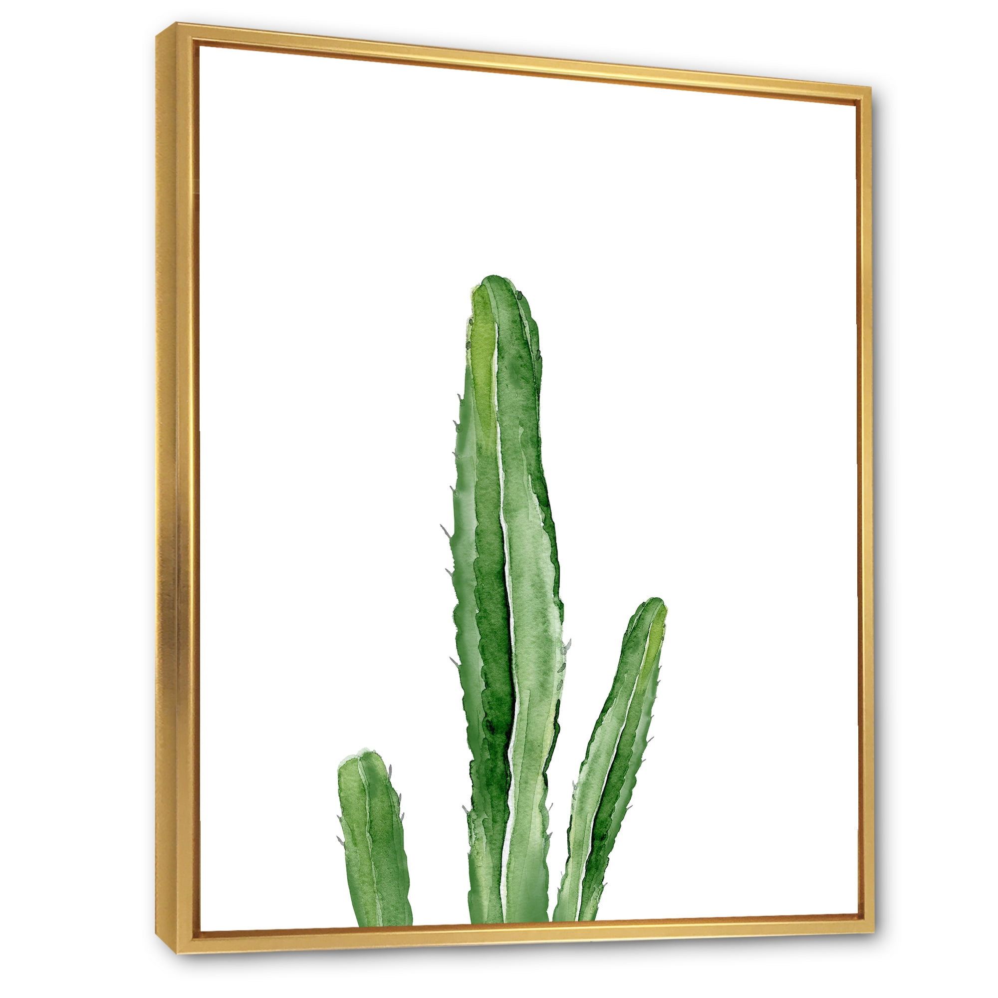Designart 'Green Cactus South Western Plant' Tropical Framed Canvas Wall Art Print