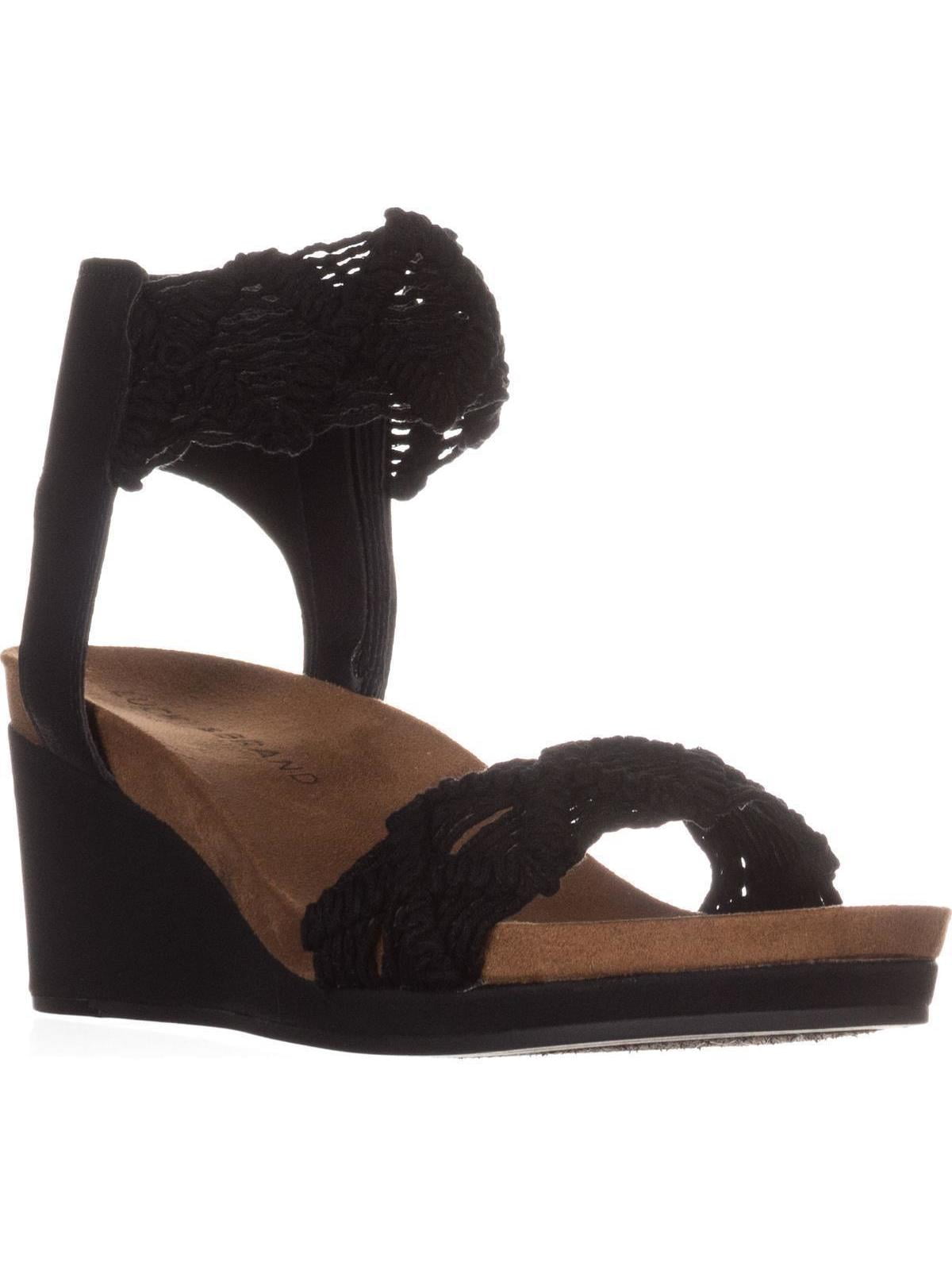 Lucky Brand - Womens Lucky Brand Kierlo Ankle Strap Wedge Sandals, Black - Walmart.com - Walmart.com