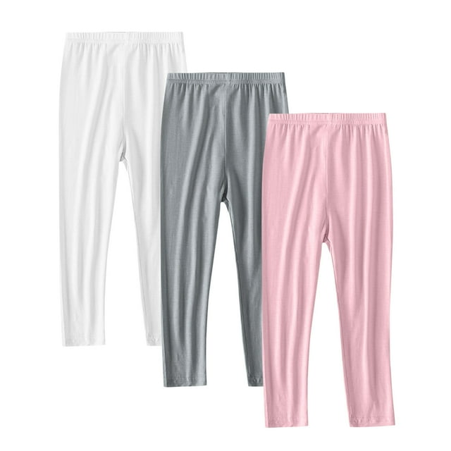SGFCWSX Leggings pour Filles Tout-Petits Coupe Décontractée Lot de 3 Taille Haute Tenue pour Filles Rose