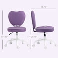 thumbnail image 3 of HOMCOM Heart Love Shaped Design Office Chair with Adjustable Height, Purple, 3 of 8