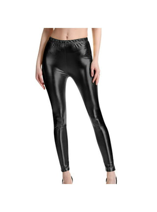 Women's Shine Glossy Wet Look PU Leather Zipper Open Crotch Shiny