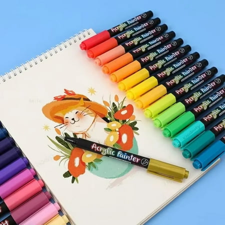 

Soft Tip Acrylic Paint Brush pen for Ceramic Rock Glass Porcelain Mug Wood Fabric and Canvas Painting in 12-60 Colors
