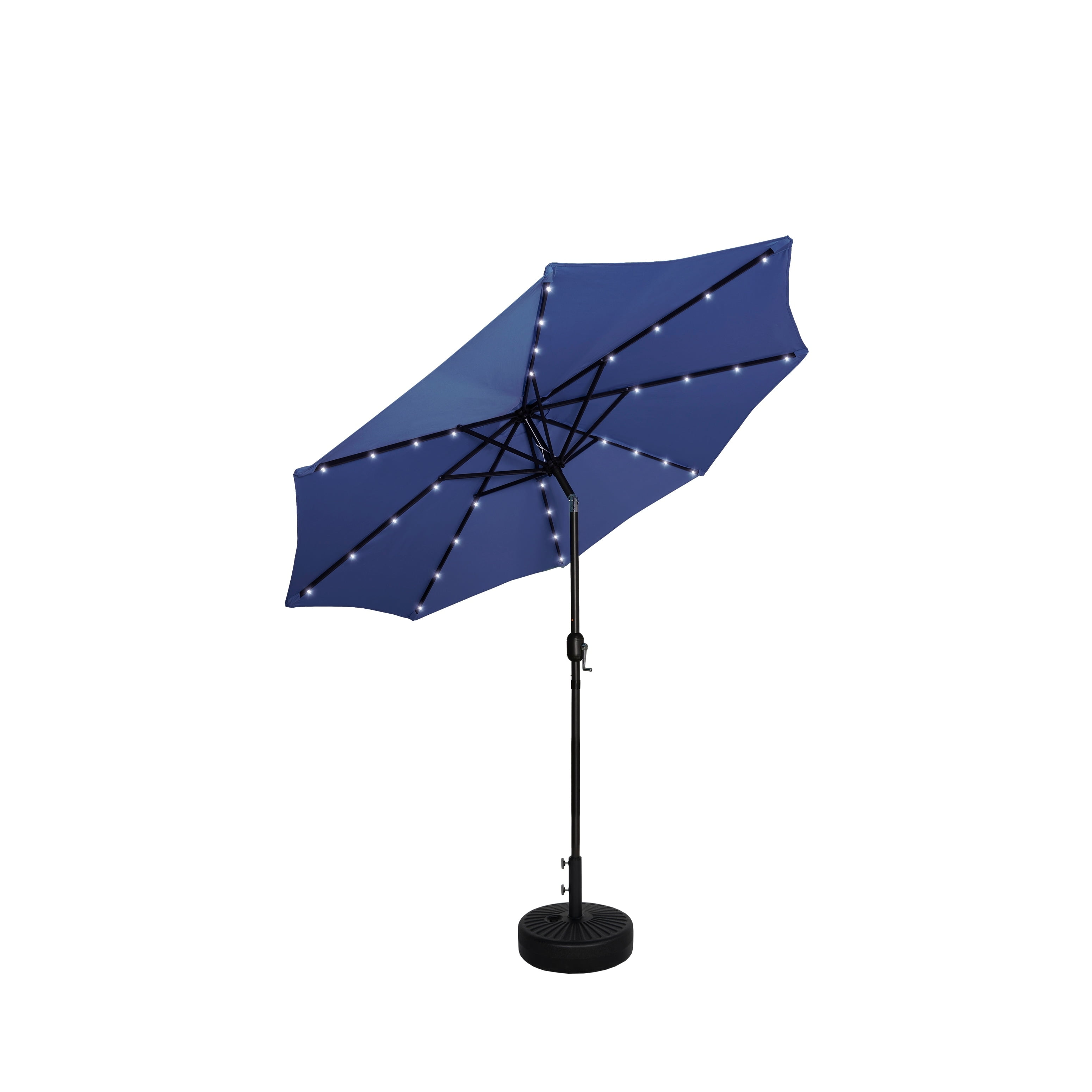 9 Ft. Solar Lighted Patio Umbrella with Base Included Navy Blue
