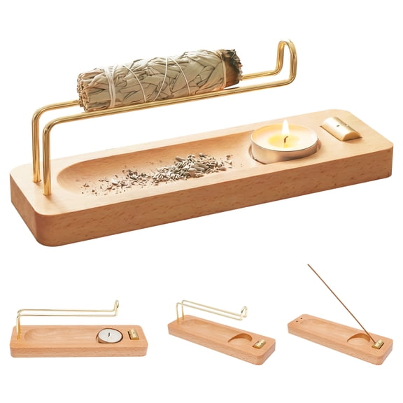 Toorise Incense Holder for Burning Palo Santo Sage Stick Insence Stick and Candle Lasting Burning Wooden Palo Santo and Sage Burner Smudge Bowl for Yoga
