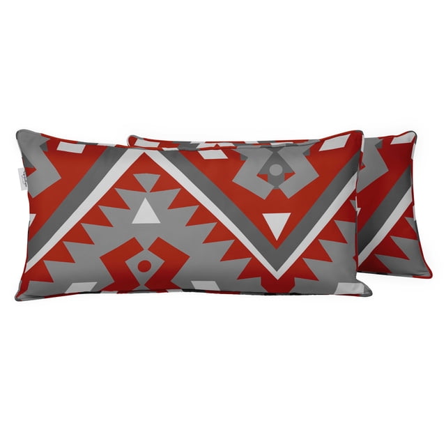 VargottamIndoor/OutdoorPolyester FabricLumbarPillowCover,All-Weather Waterproof Rectangular Cushion Case for Patio Furniture,12" x 20"Set of 2 -Geometric-46