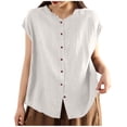 thumbnail image 2 of Zedker Womens Cotton Linen Suit Vest Summer Casual Sleeveless Button Down Tank Tops Fashion Work Waistcoat, 2 of 5