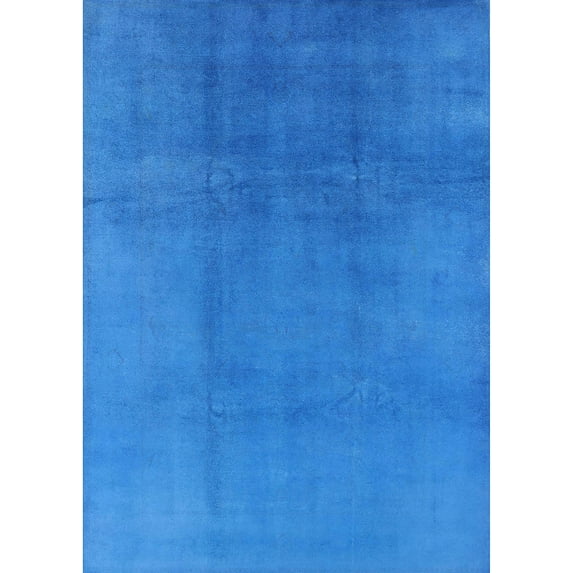 Ahgly Company Indoor Rectangle Mid-Century Modern Neon Blue Oriental Area Rugs, 7' x 10'