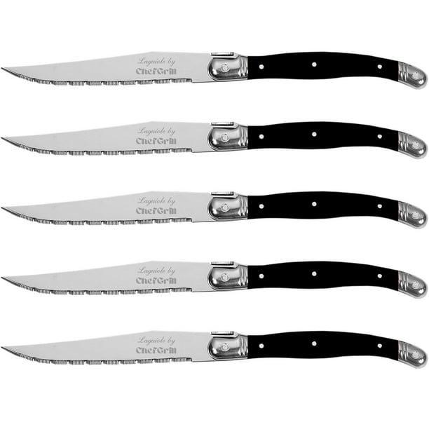 Cuchillo Especializado para Corte LaguioleBlack 5 pzas 23 cm Negro Acero Inoxidable Cuchillo para carne.