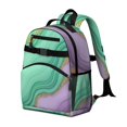 thumbnail image 2 of Green and Purple Marble Pattern Cute School Backpack Bag for School with Padded Back and Adjustable Shoulder Straps 15.25"x11.5"x5.25", 2 of 5