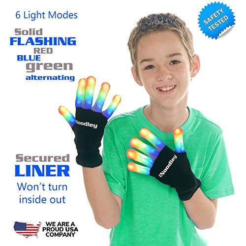 The Noodley LED Light Gloves Flashing Beanie Hat Set Glow in the Dark Kids Toys 