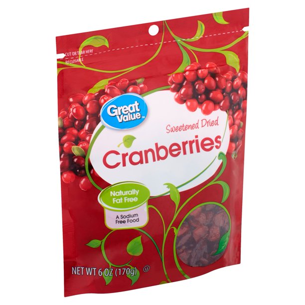 Great Value Sweetened Dried Cranberries, 6 oz