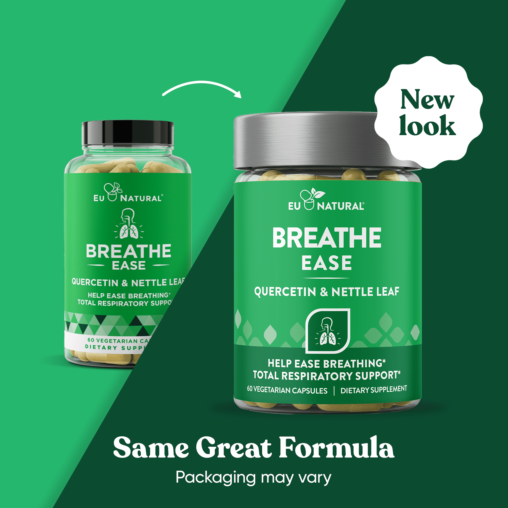 Eu Natural Breathe Inhaler Support Supplement Sinus, Lungs, Quercetin, Vitamin D, Bromelain 60 Vegetarian Soft Capsules