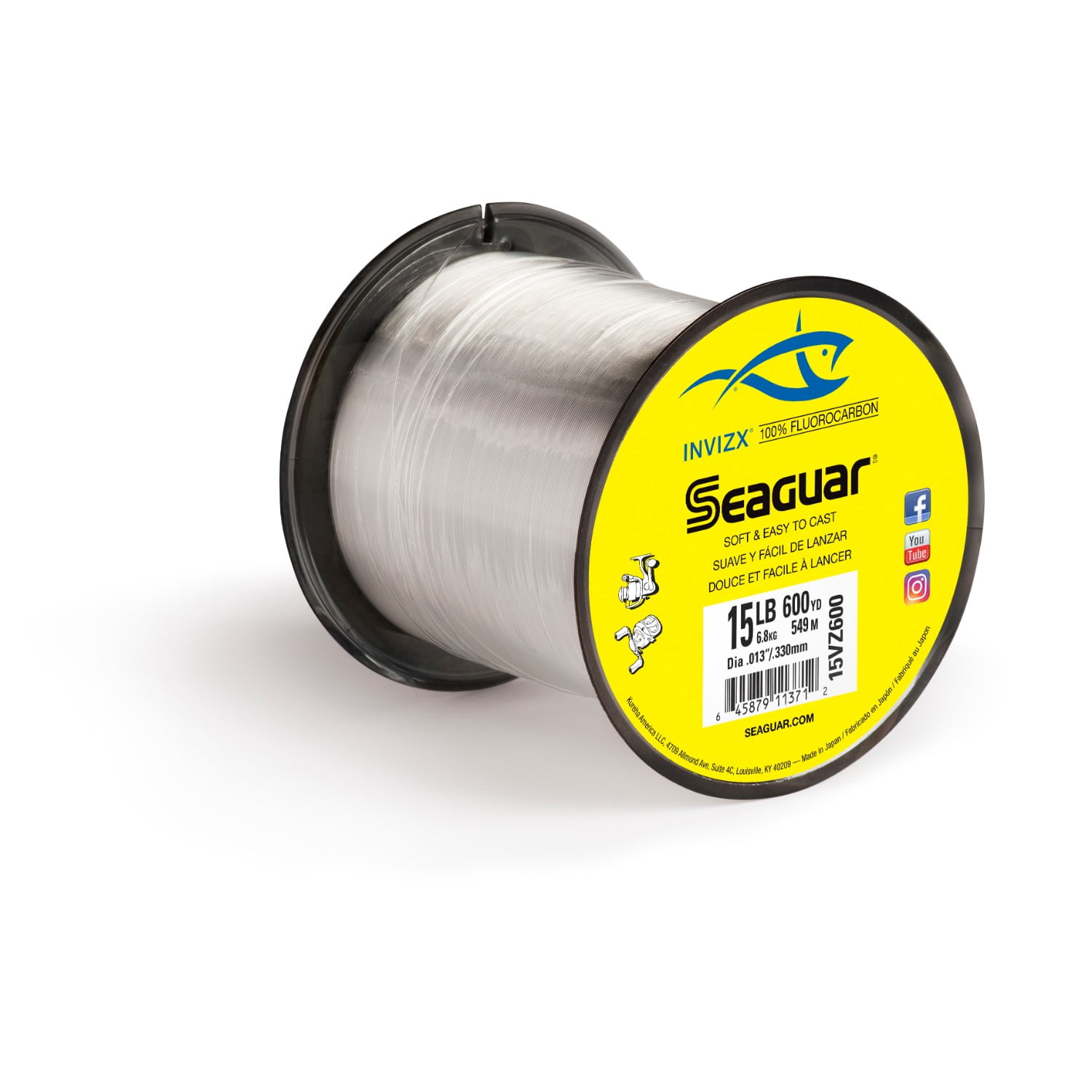 Seaguar InvizX Freshwater 100% Fluorocarbon Fishing Line 12lbs
