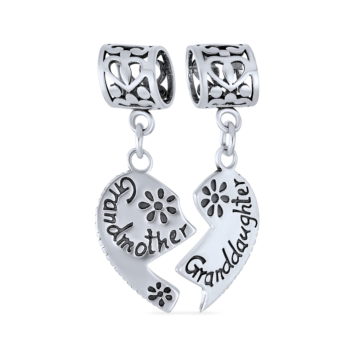 Family Heart Rhinestone Word Love Gift Dangle Charm for European Bead Bracelets