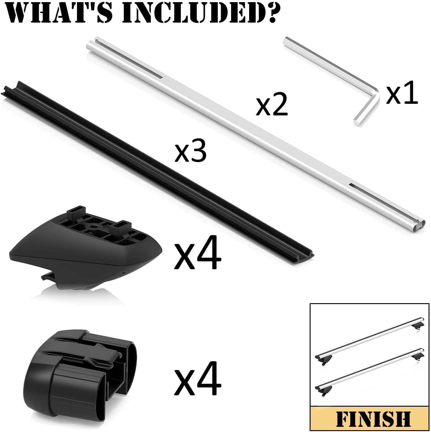 COWVIE 48'' Roof Rack Cross Bars, Adjustable Aluminum Cargo Bars Fits Most Existing Raised Side Rails with Gap