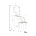 thumbnail image 4 of Anvy Vanity Desk Set with Mirror and Stool- 4 Drawers- Pink Wood, 4 of 5