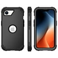 thumbnail image 2 of Mantto Compatible with iPhone 16e Case, 3 Layer Hybrid Hard PC Soft Silicone Heavy Duty Shockproof Bumper Protective Phone Case Cover for iPhone 16e, Black, 2 of 7