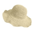 thumbnail image 1 of Sombrero con visera para mujer, sombrero de playa de verano de ala ancha, sombrero de paja de viaje plegable para mujer, 1 of 5