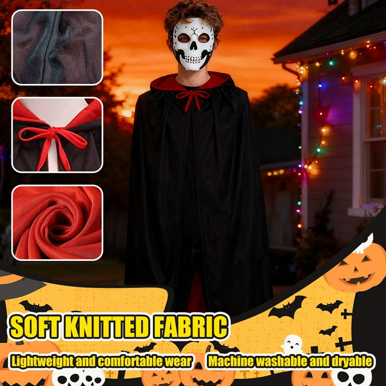Cape Légère Durable TK Gruppe Déguisement Vampire - Cape à Capuche Noire Pour Enfants Et Adultes - Halloween, Carnaval Cape Vampire Noire