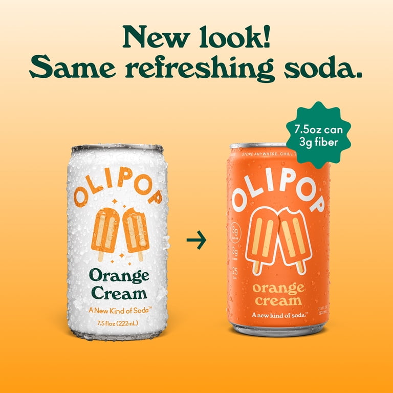 OLIPOP MINIs 3g Fiber Prebiotic Soda, Orange Cream, 7.5 fl oz, 6