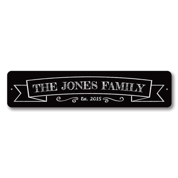 Family Name Decor, Established Date Sign, Banner Sign, Custom Last Name Sign, Wedding Aluminum Decor - 4x18 inches