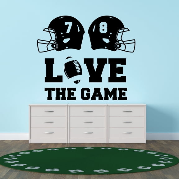 Sports Wall Decals for Boys Bedroom - Love of the Game Lettering on White Background Helmet DIY & Creativity Boy Girl Bedroom Wall Sticker - Size: 40 In x 36 In