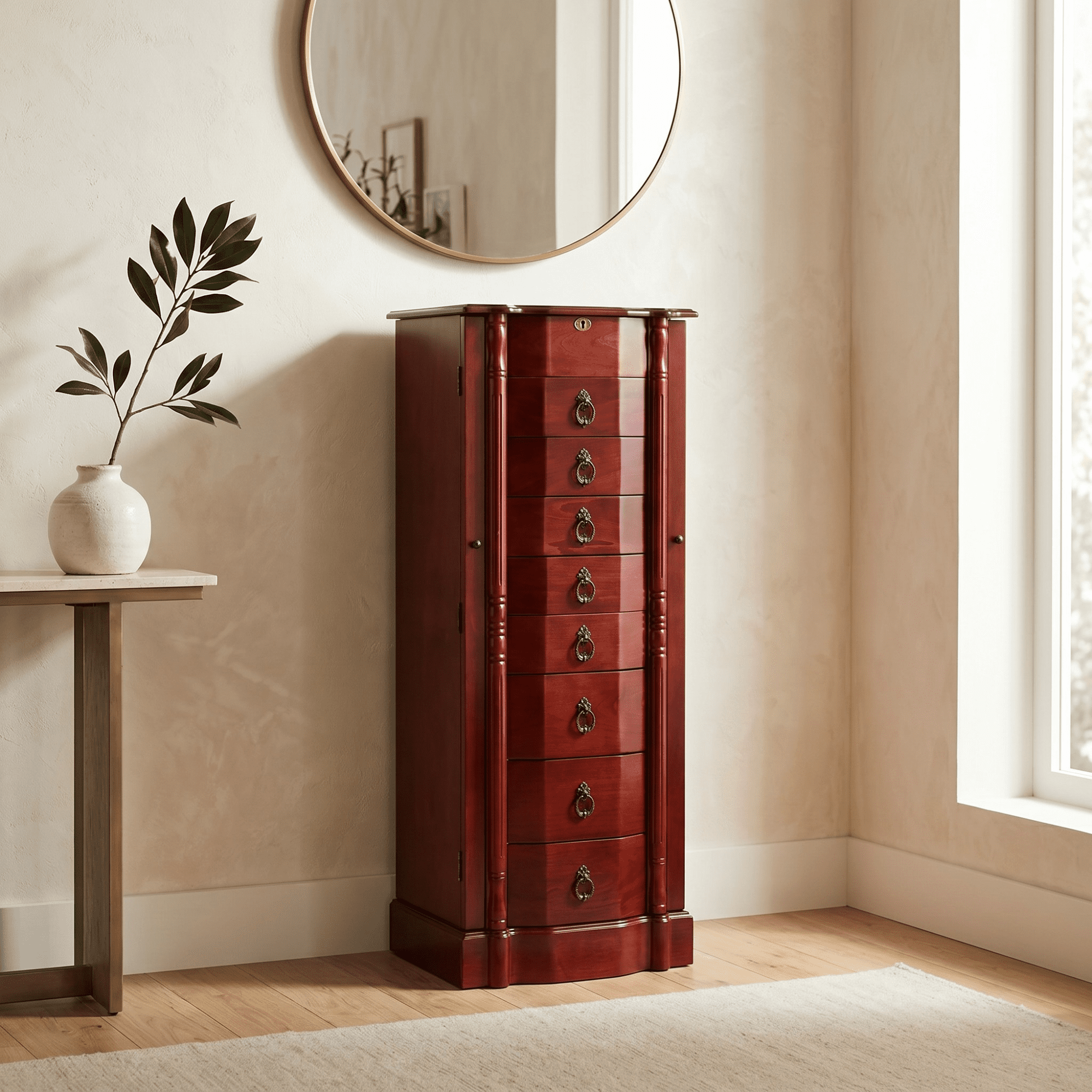 Free Shipping! Hives and Honey Robyn Brown Wood Jewelry Armoire 40