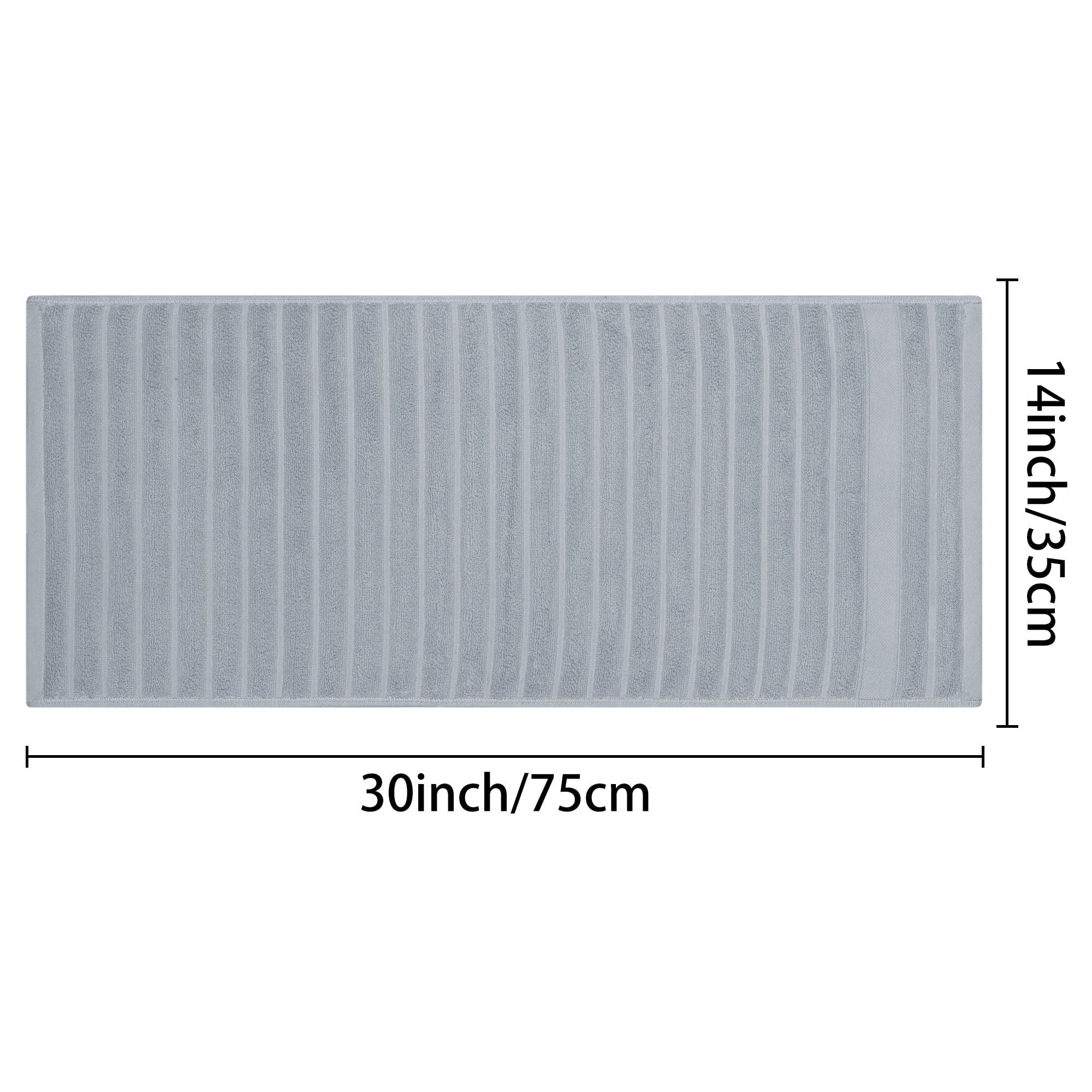 Unique Bargains Striped Cotton Hand Towel 14" x 30" 4 Pcs Grey/Navy Blue