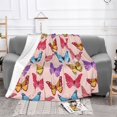 thumbnail image 2 of XMXT Throw Blanket, Vintage Pink Colorful Butterfly Machine Washable Blankets for Sofa, 40 x 30 inches, 2 of 9