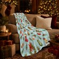 thumbnail image 3 of Cheerful Christmas Icons Blue Festive Holiday Pattern, Festive Holiday Scene, Warm Flannel Blanket for Living Room and Reading Nook, Art Lovers Christmas Gift, Festive Home Decor, 3 of 9