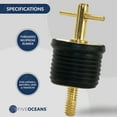 thumbnail image 3 of Five Oceans T-Handle Drain Plug, For 1-Inch Diameter Drains, Locks in Place, Brass Handle, Rubber Plug, 2-Pack - FO2882-M2, 3 of 6