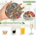 thumbnail image 3 of Flowers Leaves Of Colorful 6 Pcs Drink Coasters with Holder Absorbent Coasters Woven Coasters for Drinks Table Desk Protection Home Decor, 3 of 7