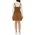 thumbnail image 3 of INSPIRE CHIC Women's Faux Suede Button Decor A-Line Mini Overall Dress M Brown, 3 of 6