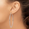 thumbnail image 3 of 14k White Gold Hoop Earrings for Women, Classic Round Diamond Cut Texture, Lightweight Polished Fashion Jewelry for Everyday or Formal Wear, 3 of 6