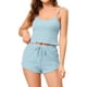 thumbnail image 1 of Conjuntos de pijama para mujeres INSPIRE CHIC, camisetas de punto con pantalones cortos, 2 piezas, ropa de dormir, S, azul claro, 1 of 6