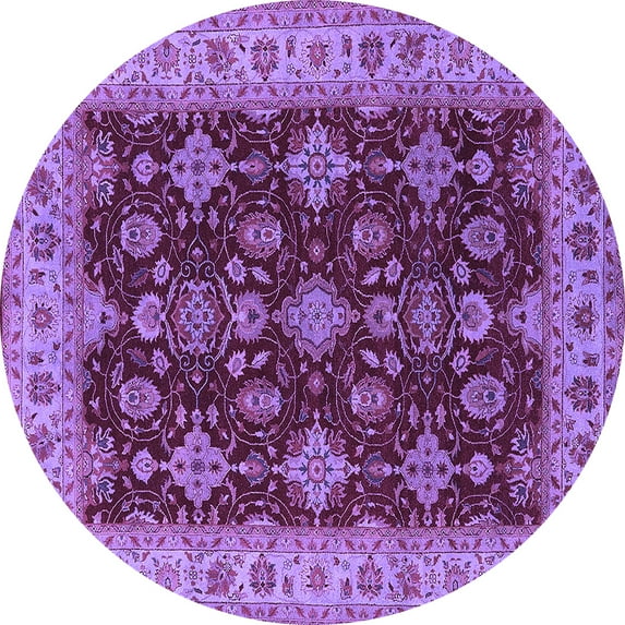 Ahgly Company Indoor Round Oriental Purple Industrial Area Rugs, 8' Round