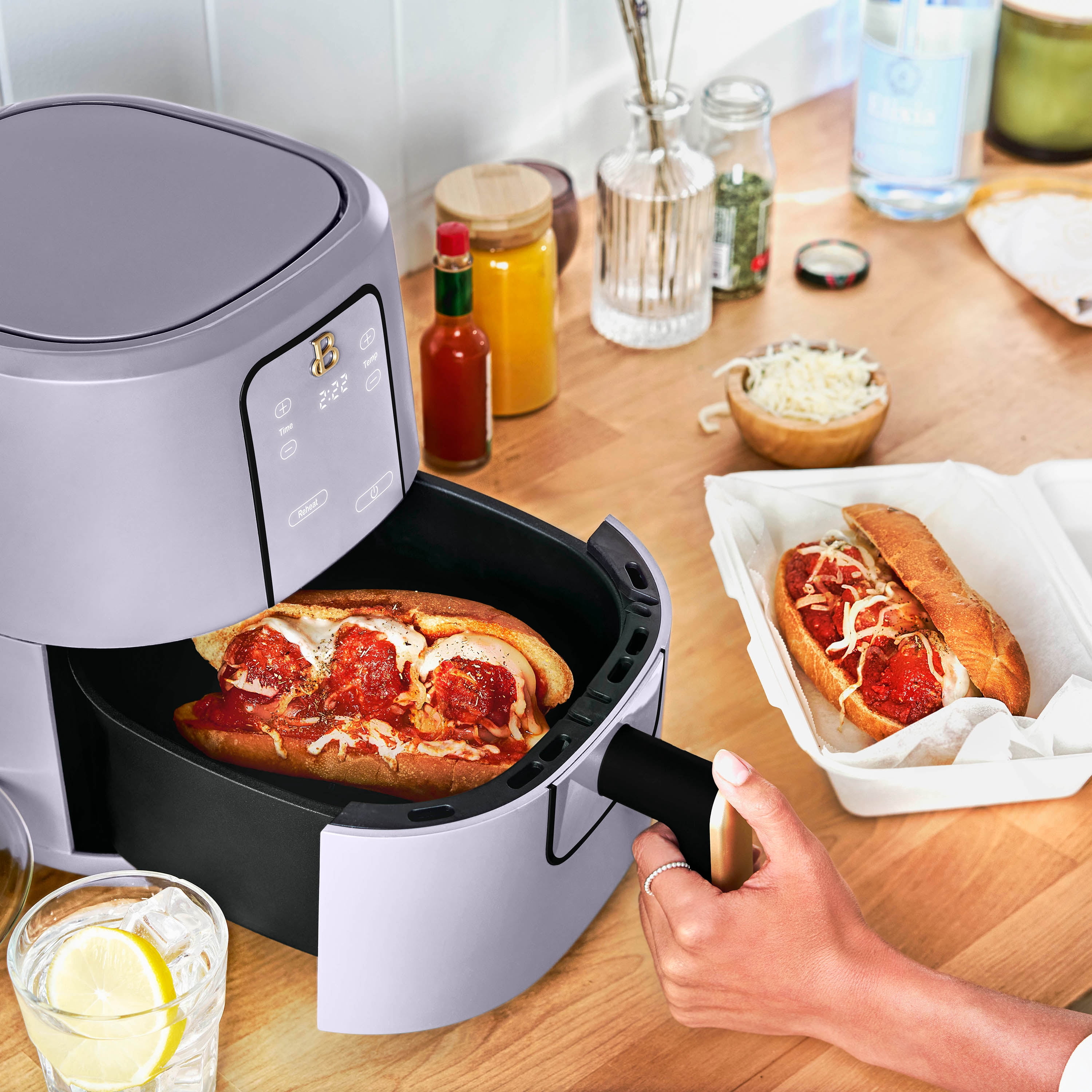 Beautiful 3 Qt Air Fryer with TurboCrisp Technology, EverGood Ceramic Nonstick Coating, Lavender by Drew Barrymore